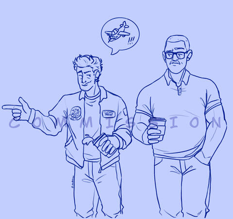 Lineart halfbody + extra character